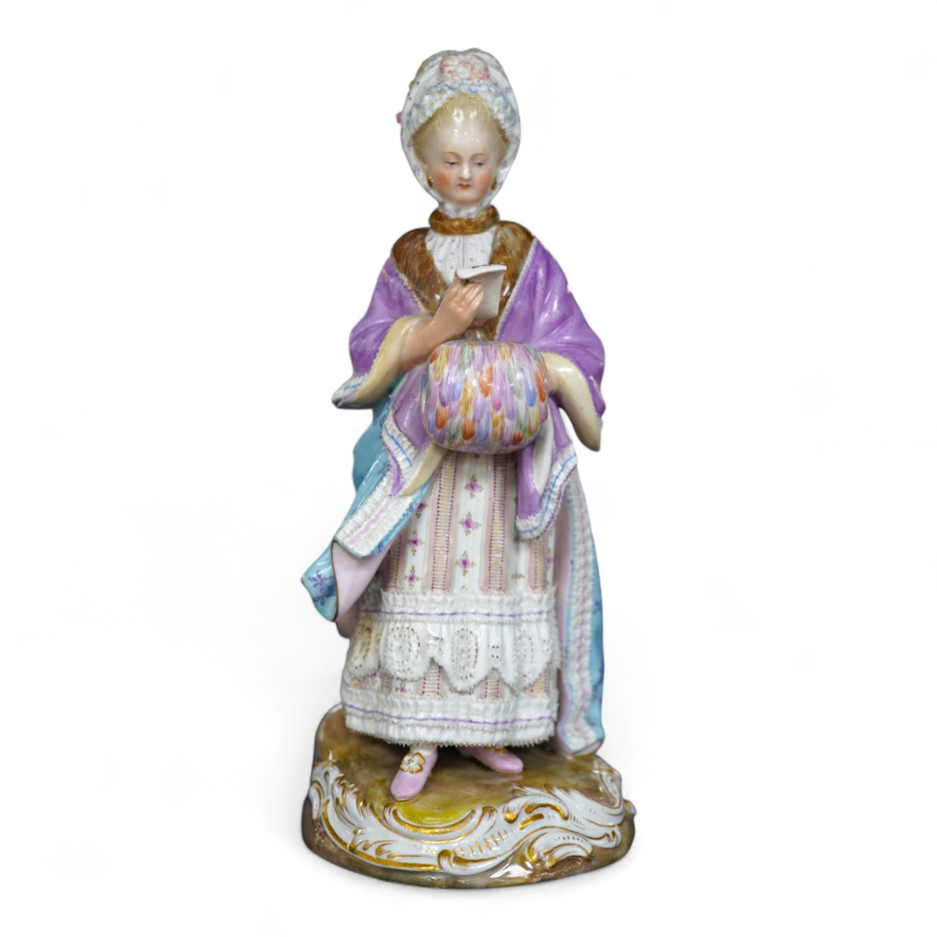 A Meissen porcelain figure, The Racegoers Companion, after Acier, incised number D66, 20cm